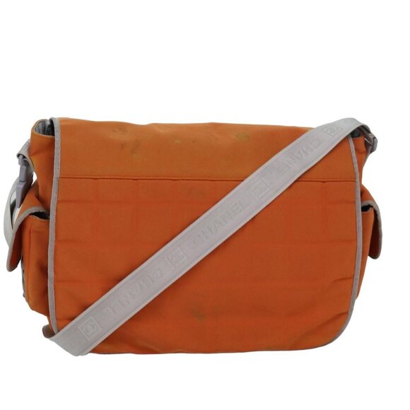 CHANEL Choco Bar Sports Line Shoulder Bag Nylon Orange CC A - Picture 1 of 16